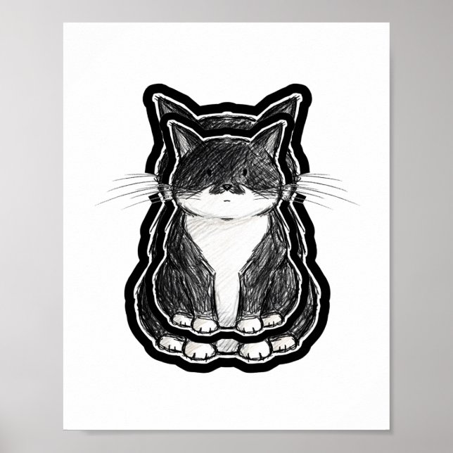 Svart och vit katt poster (Framsidan)