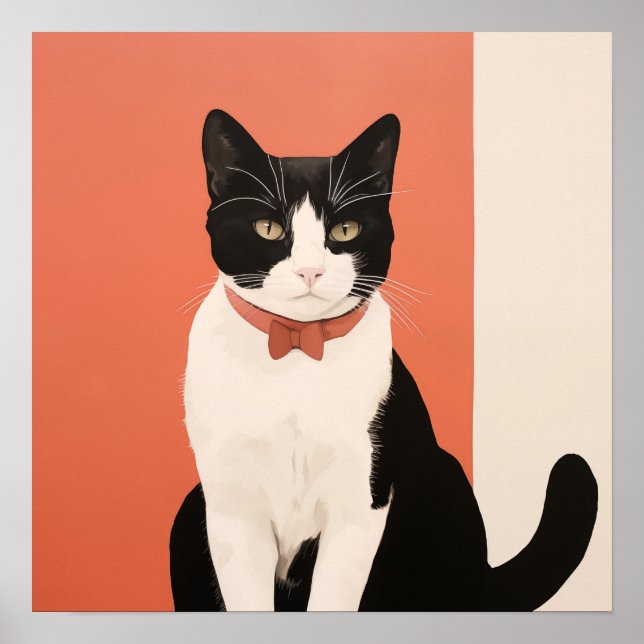 Svart och vit katt poster (Framsidan)