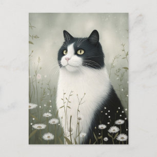 Svart Och Vit Katt Postkort Vykort