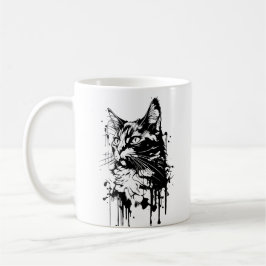 Svart och vit katt stänk kaffemugg