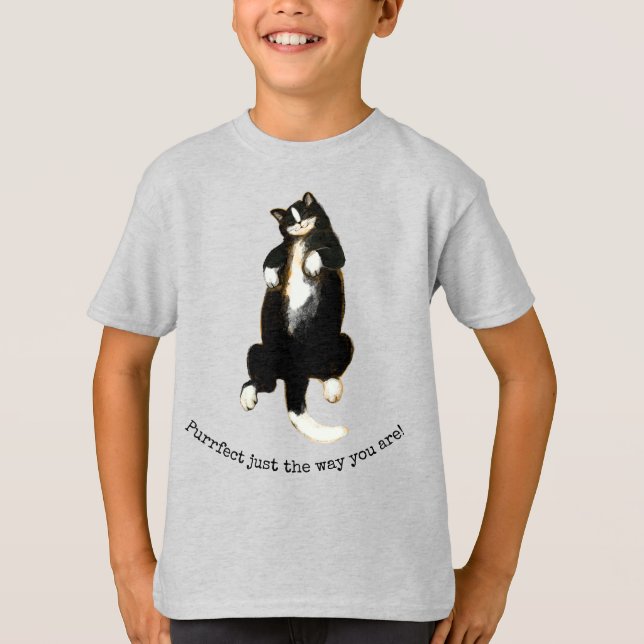 Svart och vit katt T-Shirt (Framsida)