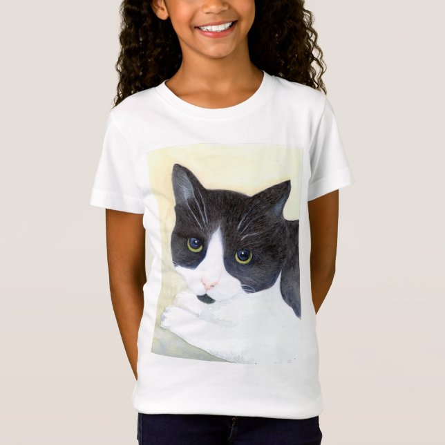 Svart och vit katt t shirt (Framsida)