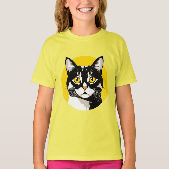 Svart och vit katt t shirt (Framsida)