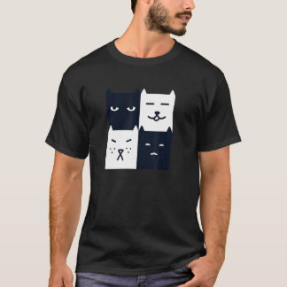 Svart och vit Katt Unik Square Chess Board Aesthe T Shirt