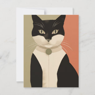 Svart och vit katt vykort