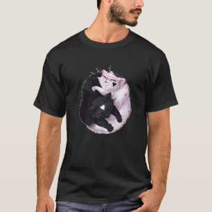 Svart Och Vit Katt Yin Yang Djur T Shirt