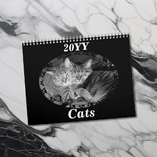 Svart och vit katter kalender