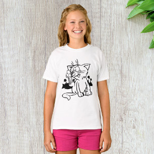 Svart och vit kattflicka T-Shirt