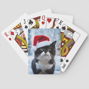 Svart och vit kattjul casinokort