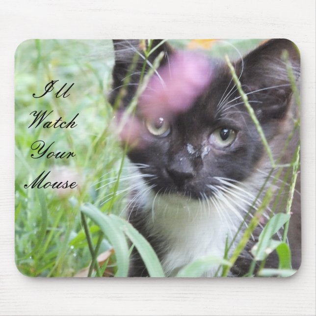 Svart och vit Kitten Mouse Pad Musmatta (Framsidan)