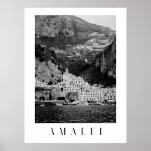 Svart och vit klassisk Amalfi-affisch