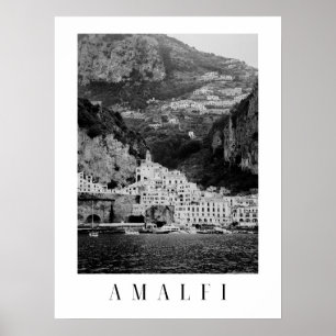 Svart och vit klassisk Amalfi-affisch Poster