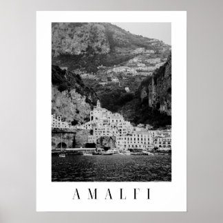 Svart och vit klassisk Amalfi-affisch Poster