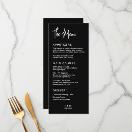 Svart och vit klassisk elegant wedding meny