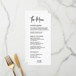 Svart och vit klassisk elegant wedding meny