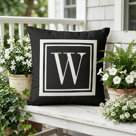 Svart och Vit Klassisk Fyrkantig Monogram Kudde