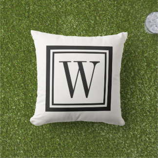 Svart och vit klassisk fyrkantig monogram kudde