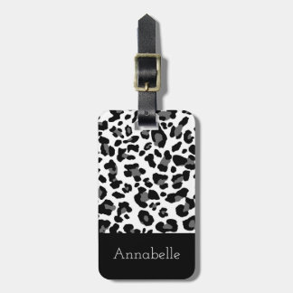 Svart och vit klassisk leopard Anpassa Bagagebricka