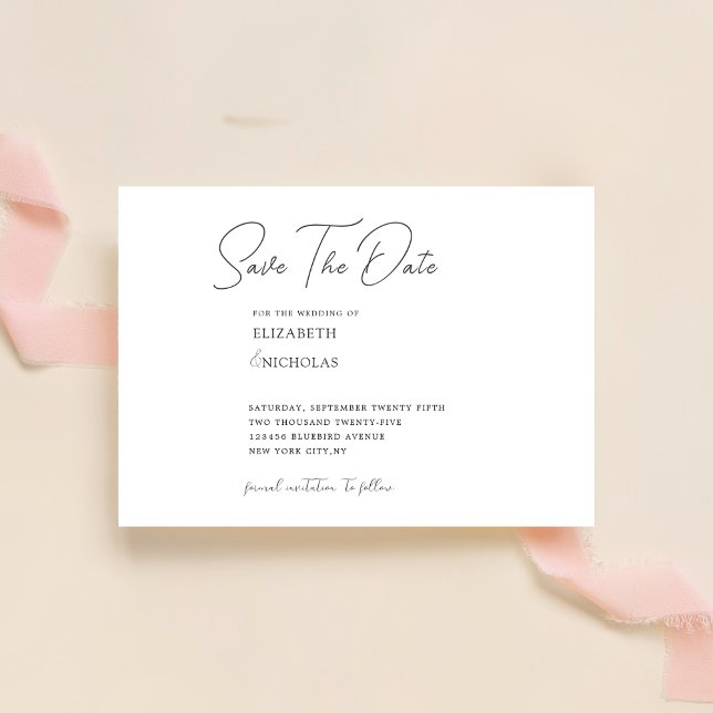 svart och vit klassisk minimalistisk bröllop  spara datumet (Skapare uppladdad)