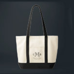 Svart och vit klassisk monokulärfördel tygkasse<br><div class="desc">Fetstiskt, traditionellt, monokulärt depotplåsterformat med anpassningsbar brud och groom bröllop monogram initialer eller ditt personliga 3 brev monogram. Perfekt för bröllop gynnar tote bags eller en personlig. Lägg till namn och bröllop-datumet som en viktig påminnelse för gästerna på er speciella dag! Klicka på knappen "Anpassa" om du vill ändra typsnitt...</div>