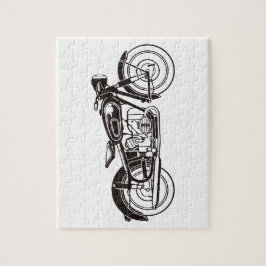 Svart och vit klassisk motorcykel SMALL Pussel