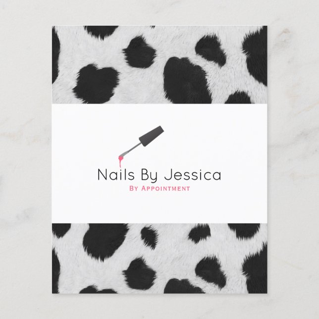 Svart och vit ko imiterat päls, prislista flygblad (Baksidan)