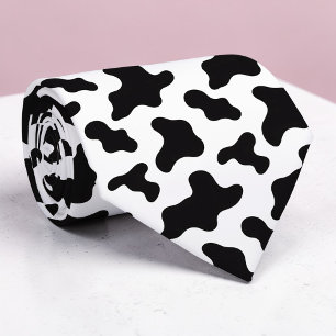 Svart och vit ko-print specialdesignad slips