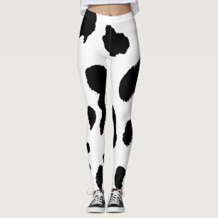 Svart och vit ko-skinn struktur leggings