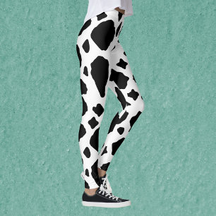 Svart och vit ko tryck mönster Söt Leggings