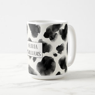 Svart och vit ko tryckmönster kaffemugg