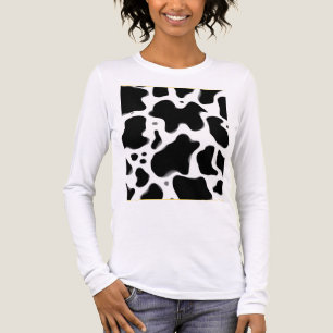 Svart och vit ko tryckmönster Trendig djur T Shirt