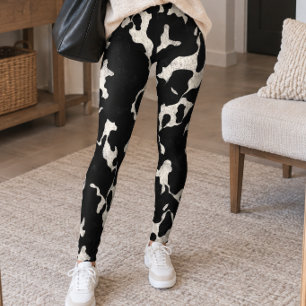 Svart och vit koavtryck leggings