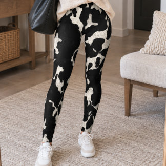 Svart och vit koavtryck leggings