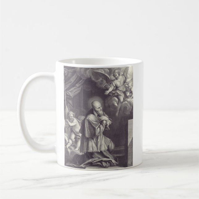 Svart och vit konst av Sankta Frans av Sales Kaffemugg (Vänster)
