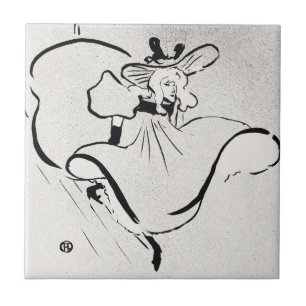 Svart och vit konst Jane Avril av Toulouse Lautrec Kakelplatta
