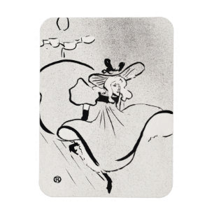 Svart och vit konst Jane Avril av Toulouse Lautrec Magnet