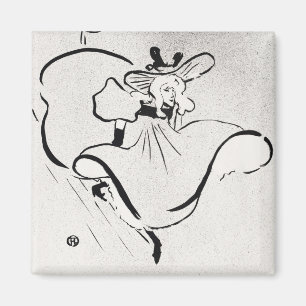 Svart och vit konst Jane Avril av Toulouse Lautrec Magnet