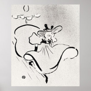 Svart och vit konst Jane Avril av Toulouse Lautrec Poster