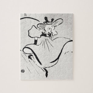 Svart och vit konst Jane Avril av Toulouse Lautrec Pussel