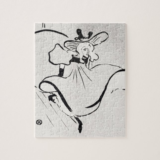 Svart och vit konst Jane Avril av Toulouse Lautrec Pussel (Vertikal)
