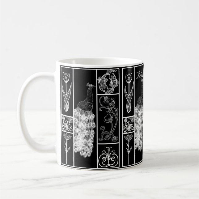 Svart och vit konsthändelse - stiliserat anpassade kaffemugg (Vänster)