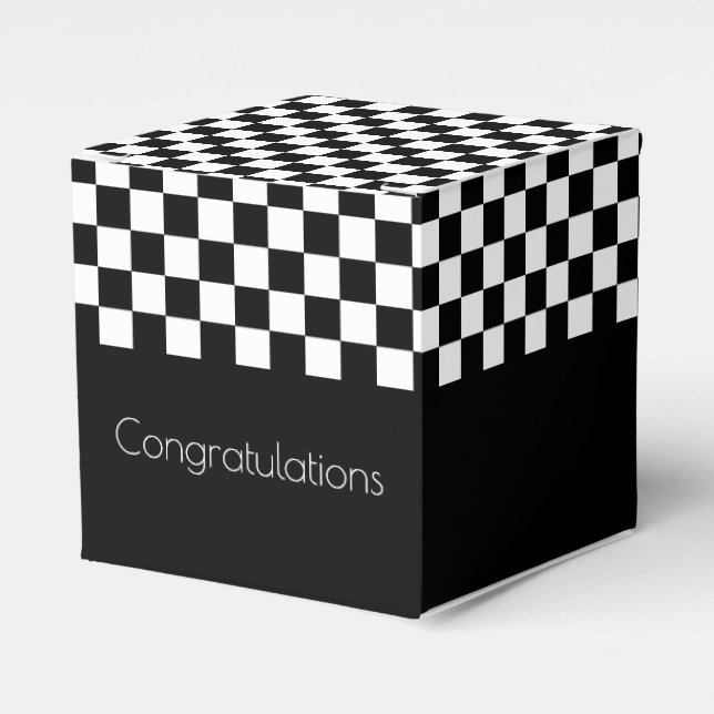 Svart och vit kontroll presentaskar (Framsidan Sidan)