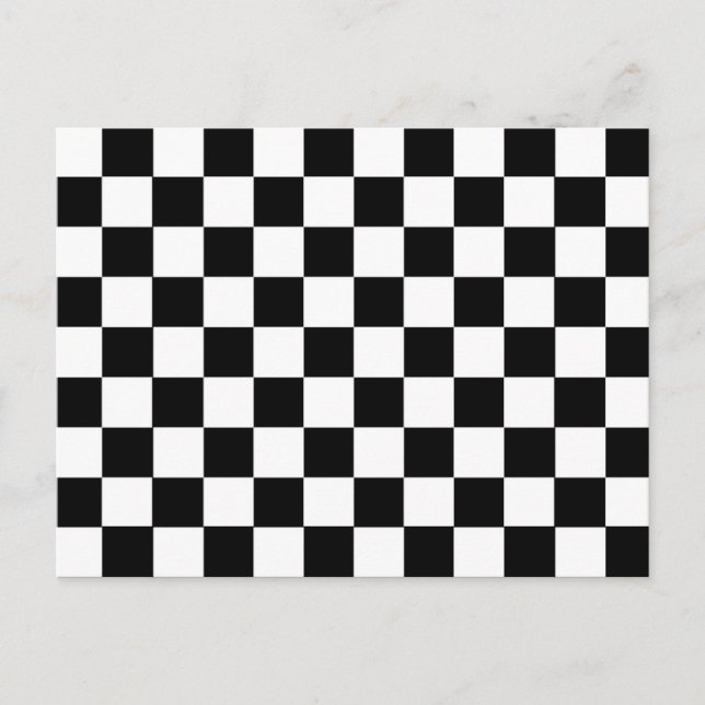 Svart och vit kontrollbord vykort (Framsida)