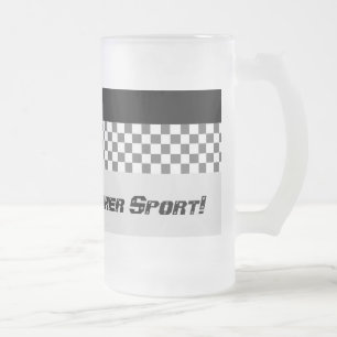 Svart och vit kontrolldesign frostat ölglas