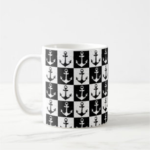 Svart och vit, kontrollerad fästpunkt kaffemugg