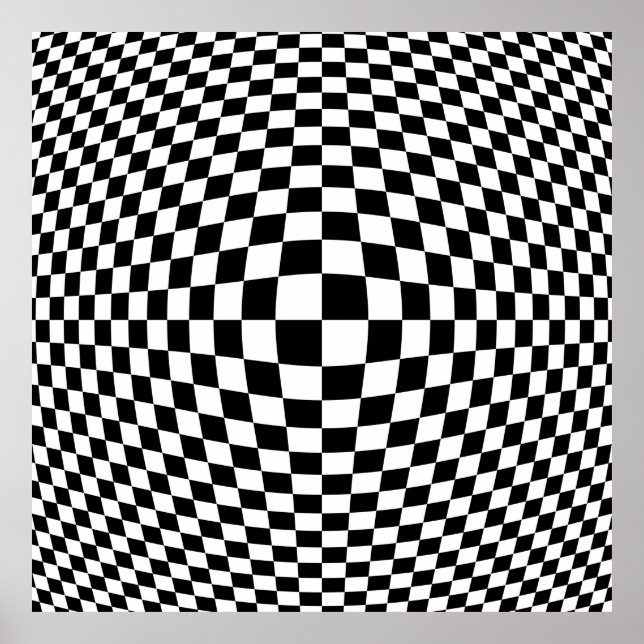 Svart och vit kontrollerad OP Art Poster (Framsidan)