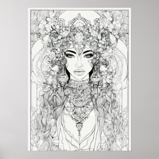 Svart och vit konturkontur för poster av vägg