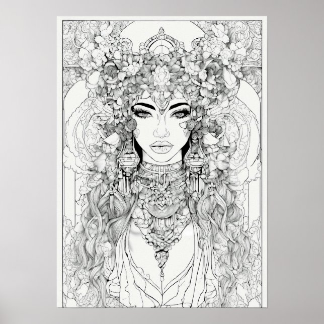 Svart och vit konturkontur för poster av vägg (Framsidan)