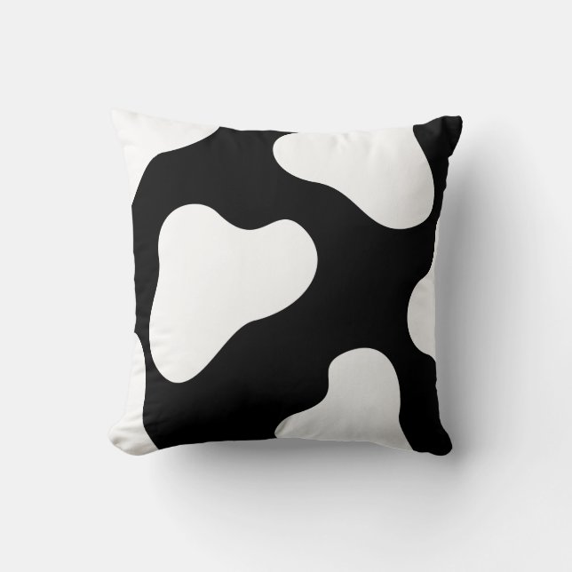 Svart och vit Kow mönster Pillow Kudde (Framsida)