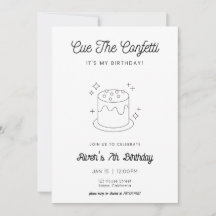 Svart och vit kummel-födelsedagsinbjudan